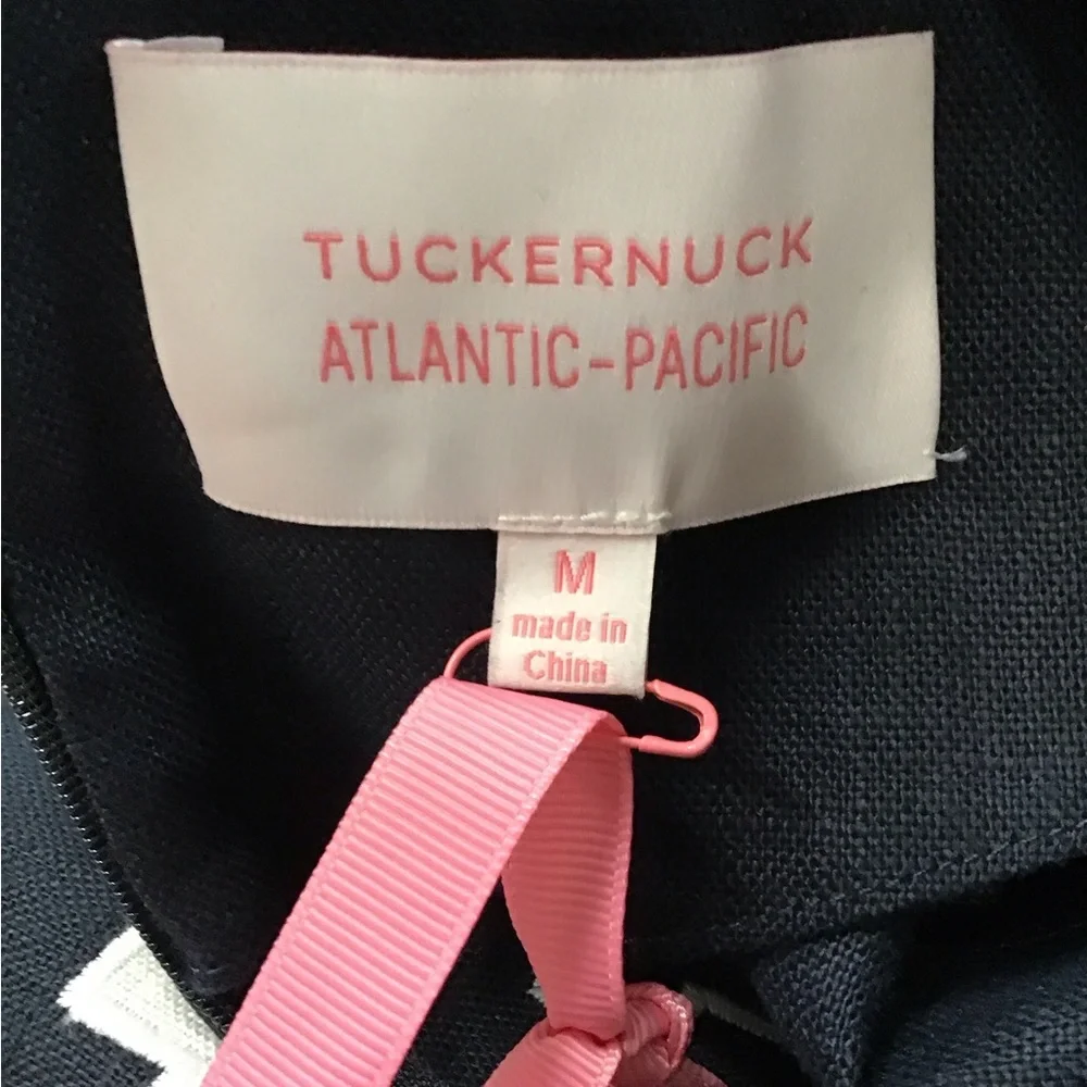 NWT- Tuckernuck Navy and White Embroidered Hartman Dress Size M - Picture 4 of 6